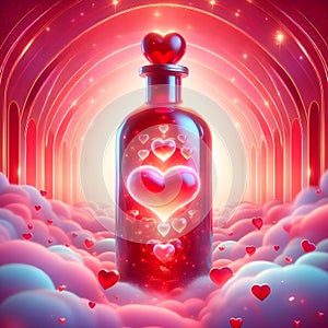 Elegant red bottle with heart inside which reflects love and passion.