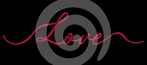 Romantic Red Flowing LOVE Calligraphy Script PNG