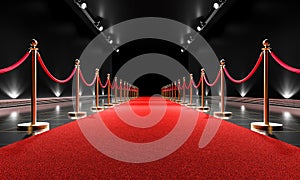 Elegant red carpet event entrance with velvet ropes