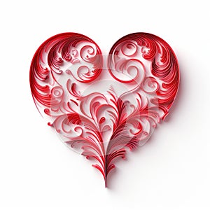 Elegant Red Cut Paper Heart Design Inspired By Serge Marshennikov