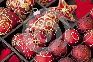 Elegant Red Gold Christmas Ornaments