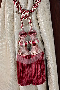 Elegant Red and Gold Curtain Tiebacks with Tassels