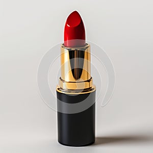 Elegant Red Lipstick on Neutral Background