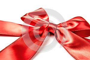 Elegant Red Satin Ribbon Bow Isolated on White