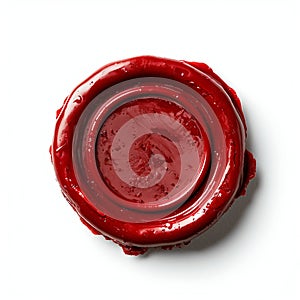 Elegant Red Wax Seal Stamp Isolated on White Background. Generative ai