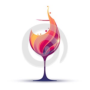 Elegant red wine glass logo template