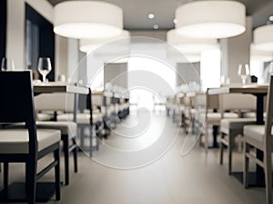 Elegant Restaurant Interior with Rows of Tables and Chairs