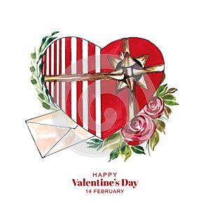 Elegant ribbon heart shape valentines day holiday card background