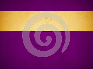 Elegant rich purple grunge background. Tan gold banner.