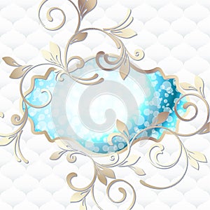 Elegant rococo emblem in vibrant blue on white