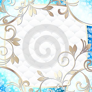 Elegant rococo frame in vibrant blue on white