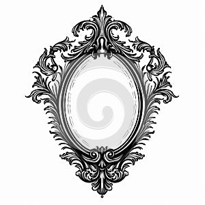 Elegant Rococo Mirror Illustration On White Background