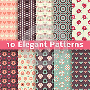 Elegant romantic vector seamless patterns