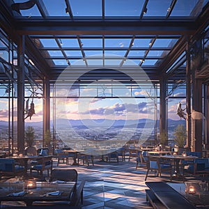 Elegant Rooftop Restaurant with Stunning City Views