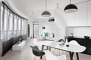 Elegant, round shaped apartment interior