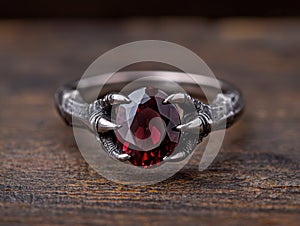 Elegant ruby gemstone ring in silver setting