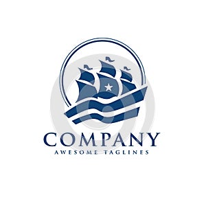 Elegant Sailing boat logo vector