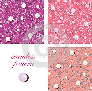 Elegant seamless paper convex pattern of spirals on a gray background