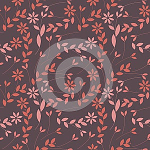 Elegant seamless pattern with plants, leaves and flowers