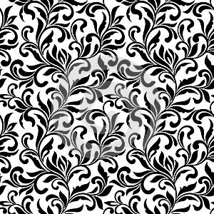 Elegant seamless pattern. Tracery of swirls and leaves