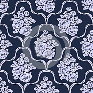 Elegant seamless retro Wallpaper - Ornament with bouquet of Flowers