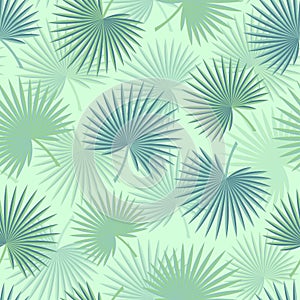 Elegant seamless vector floral ditsy pattern design of tropical exotic fan palm leaves. Foliage repeat texture background