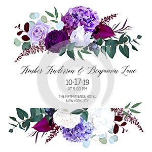 Elegant seasonal dark flowers vector design wedding frame