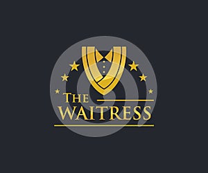 Elegant Servant or Waitress logo design concept, Restaurant logo template