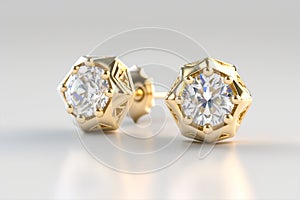 Elegant shiny Sparky gold diamond earrings