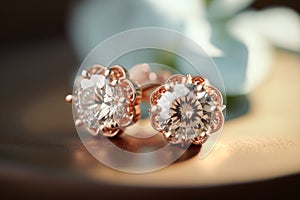 Elegant shiny Sparky gold diamond earrings