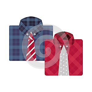 Elegant shirts with neckties isolated icons