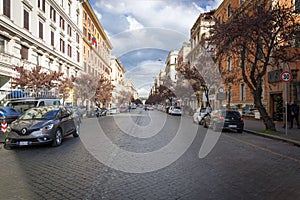 Elegant shopping street via Cola di Rienzo in Rome