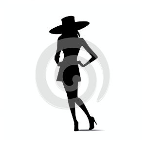 Elegant Silhouette: A Chic And Sophisticated Woman In Hat And Dress