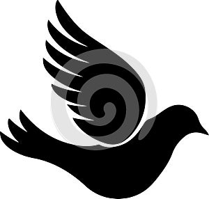 Elegant Silhouette of a Dove in Flight - Symbol of Peace and Harmony for Various Designs
