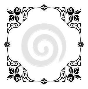 Elegant silhouette frame in art nouveau style