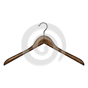 Elegant silhouette of a wooden coat hanger