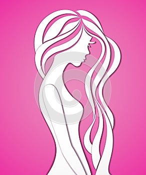 Elegant silhouette of a young woman