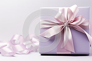 Elegant silk gift bow isolated on white background, holiday gift mood, copy space