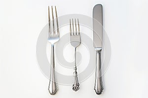 Elegant Silver Cutlery Set on White Background