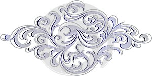 Elegant silver decoration element with floral pattern for invitations, greeting cards etc.