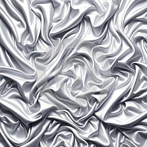 Elegant Silver Satin Fabric Texture, AI Generated