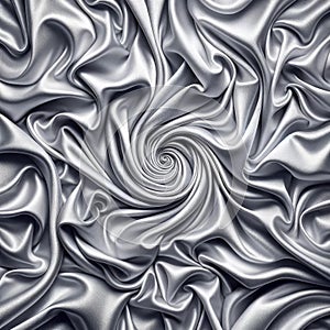 Elegant Silver Satin Fabric Texture with Swirling Pattern, AI Generated