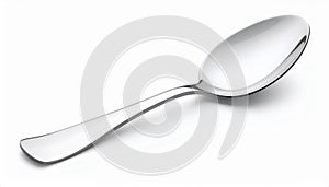 Shiny Silver Spoon on White Background