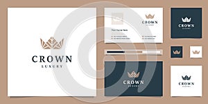 Elegant simple logo crown design, symbol for kingdom, king and leader