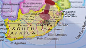 A Elegant Slide Animation of South Africa Push Pin Pointing Geographic Area on World Map Stock Video