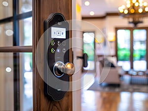 Elegant Smart Lock System on a Residential Front Door