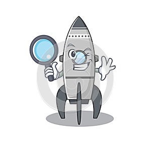 Elegant and Smart rocket Detective cartoon design concept