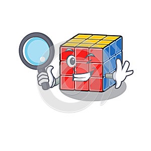 Elegant and Smart rubic cube Detective cartoon design concept