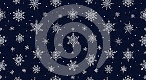 Elegant Snowflake Pattern on Dark Blue Background