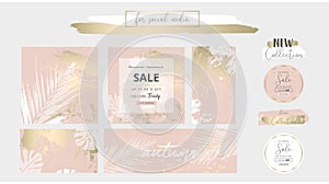 Elegant Social Media Trendy Chic Gold Rose banner Templates